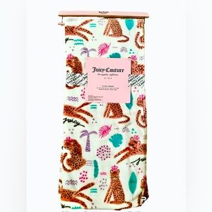Juicy couture kids throw - leopard print/tropical white throw blanket